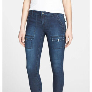 Joie So-Real Skinny Jeans Women's Size 25 Cargo Front Pockets Raw Hem Denim